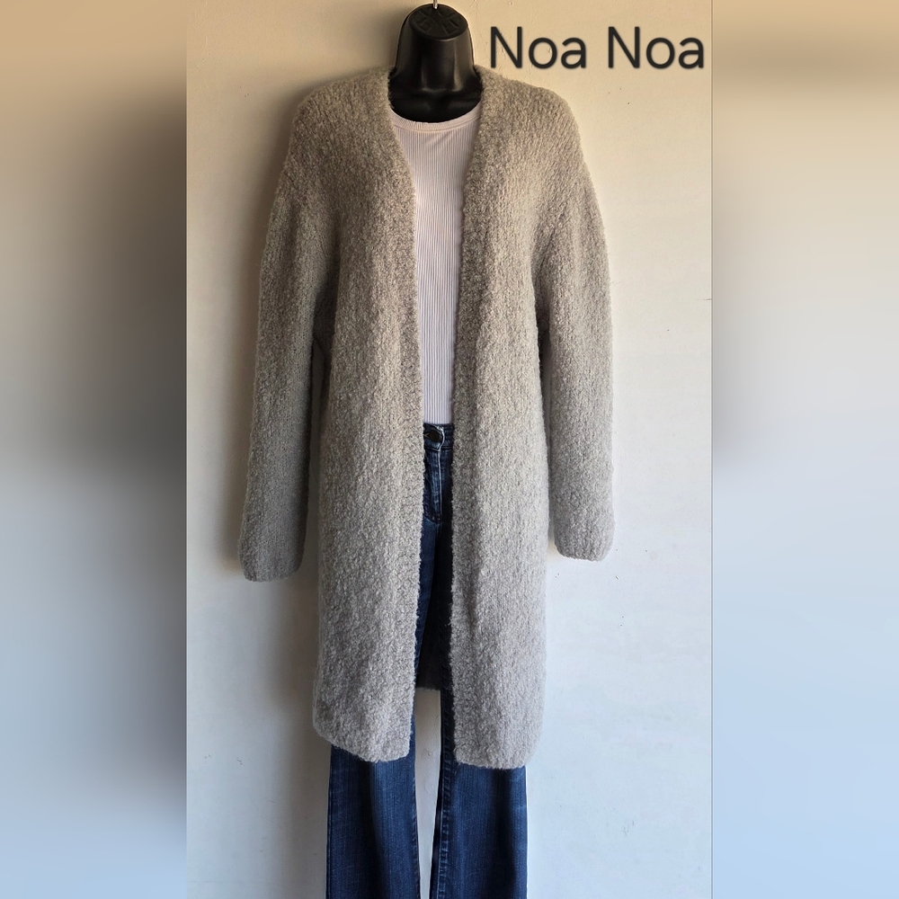 Noa Noa Alpaca Wool Long Open Front Cardigan